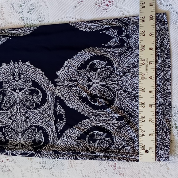 INC International Concepts Petite Paisley Wide Leg Pull On Pants Size P/S Navy - Picture 7 of 11